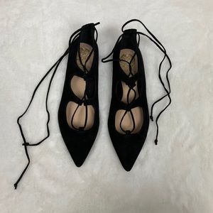 Vince Camuto Black Suede Emmari Pointed Toe Flats